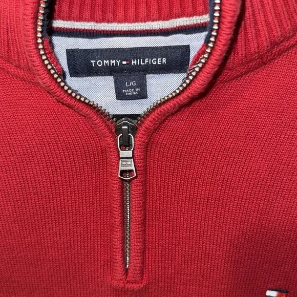 Tommy Hilfiger | classic red pullover quarter zip, large. EUC. - Picture 2 of 7